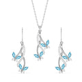 925 Sterling Silver Butterfly Pendant Earring Chain Jewellery Set | Rhodium Plated, Swiss Zirconia | Gift for Women & Girls