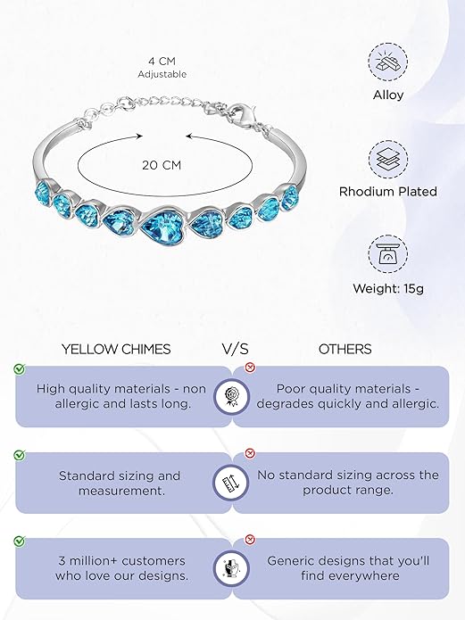 Yellow Chimes Bracelet for Women & Girls A5 High Grade Crystal Bracelets for Women & Girls